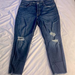 Old navy size 16 high rise straight jeans with button fly distressed